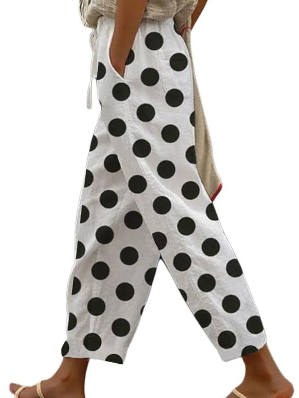 Women's Polka Dot Wide-Leg Capri Length Palazzo Pants